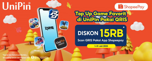 Top Up Game di UniPin Makin Hemat! Diskon 15RB Pakai QRIS ShopeePay